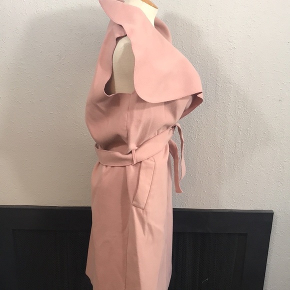 Missquided Mauve Pink Sleeveless Tie Front Duster with Pockets size 10 - Picture 3 of 13